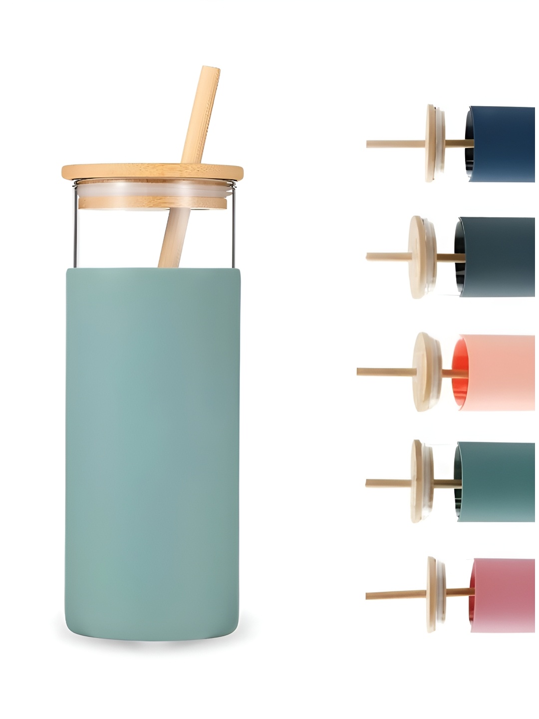 

WELOUR Green Bamboo Glass Water Bottle 450 ML