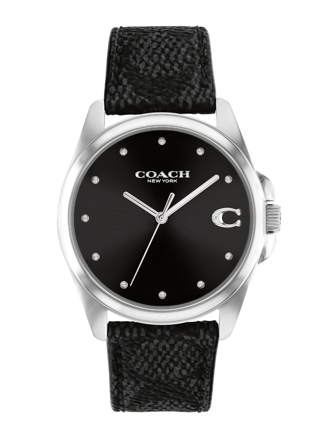 

Coach Women Greyson Dial & Leather Textured Straps Analogue Watch 14504112, Black
