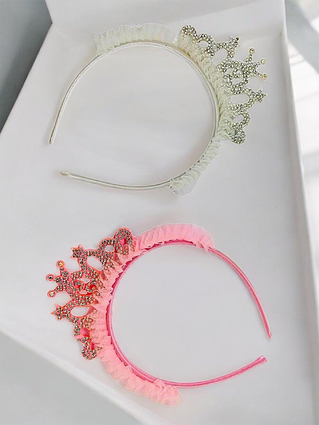 

9blings Girls Set of 2 Princess Embellished Hairbands, White