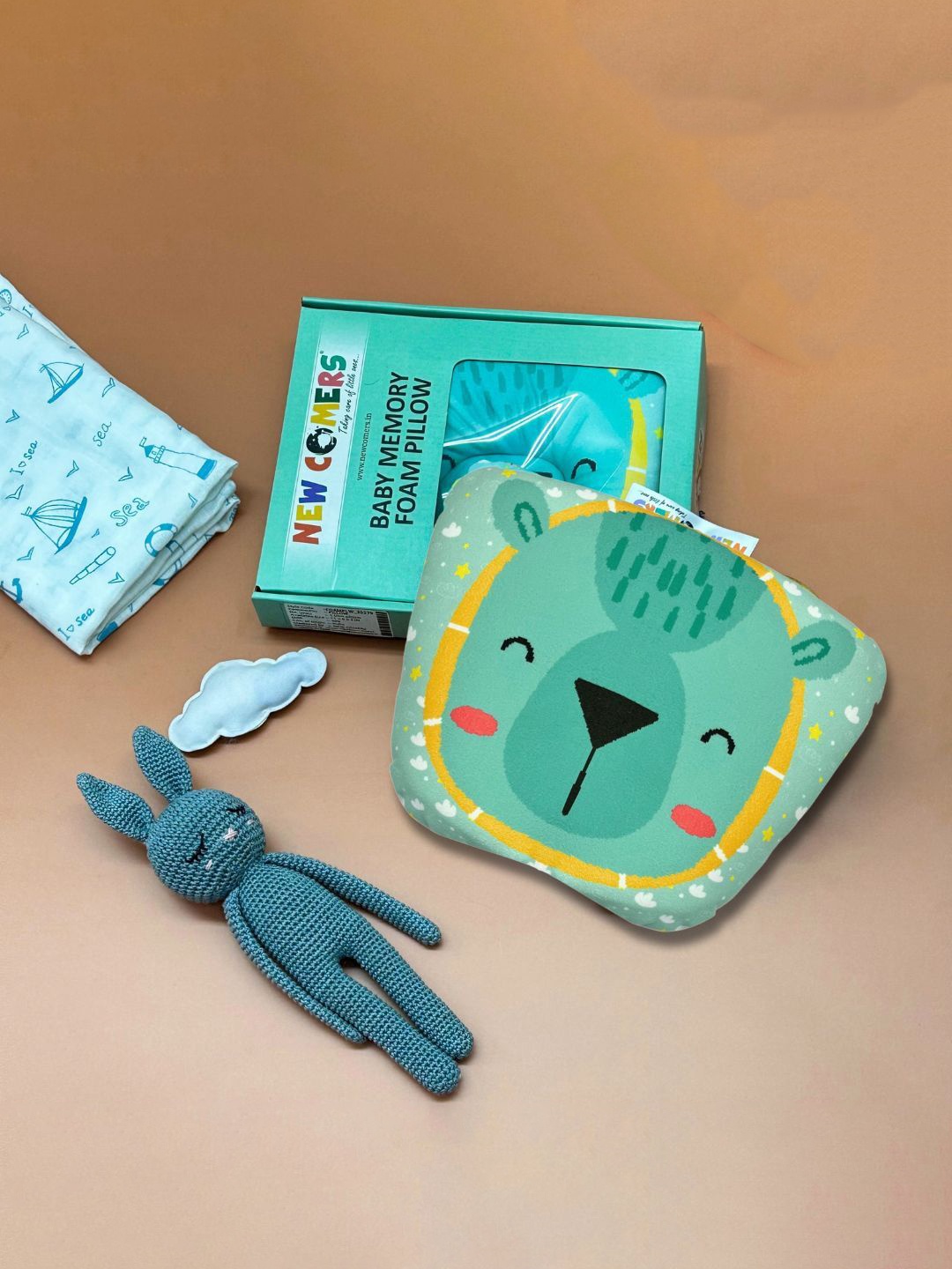 

NEW COMERS Infants Printed Preventing Head for Flat Head Syndrome Baby Pillow, Green