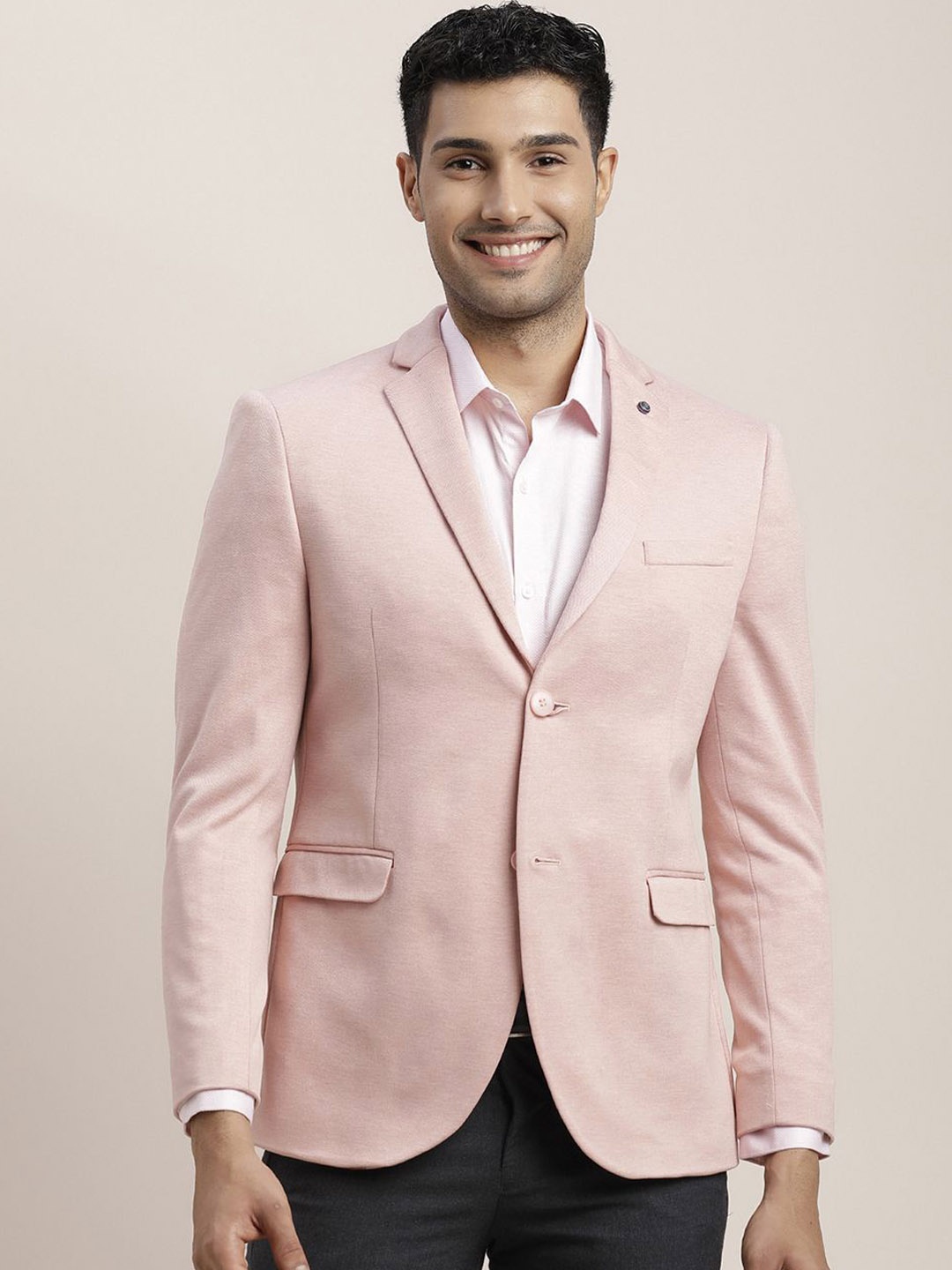 

Turtle Self Design Single-Breasted Blazer, Pink