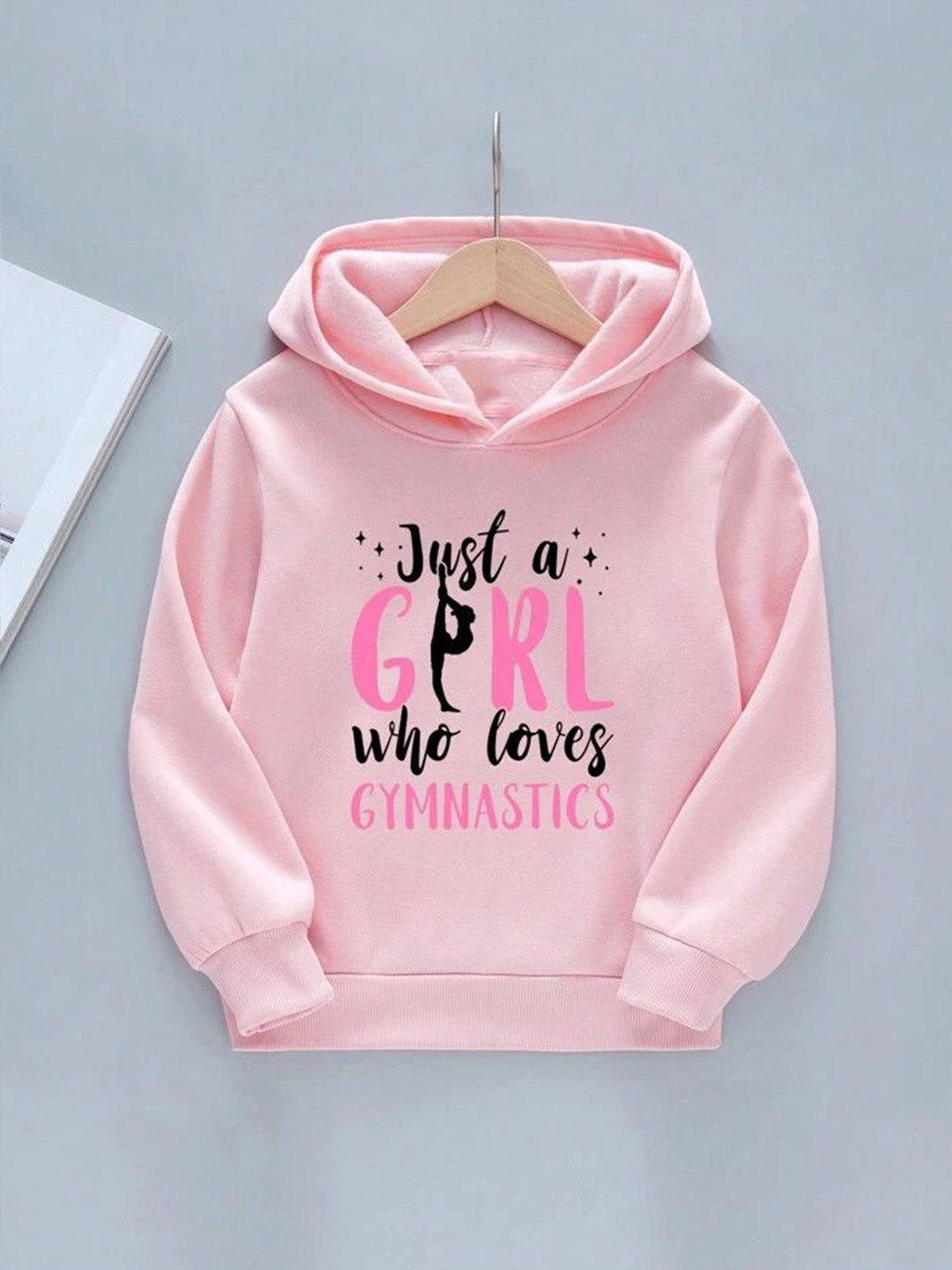 

TABADTOD Unisex Kids Typography Printed Dry Fit Hooded Sweatshirt, Pink