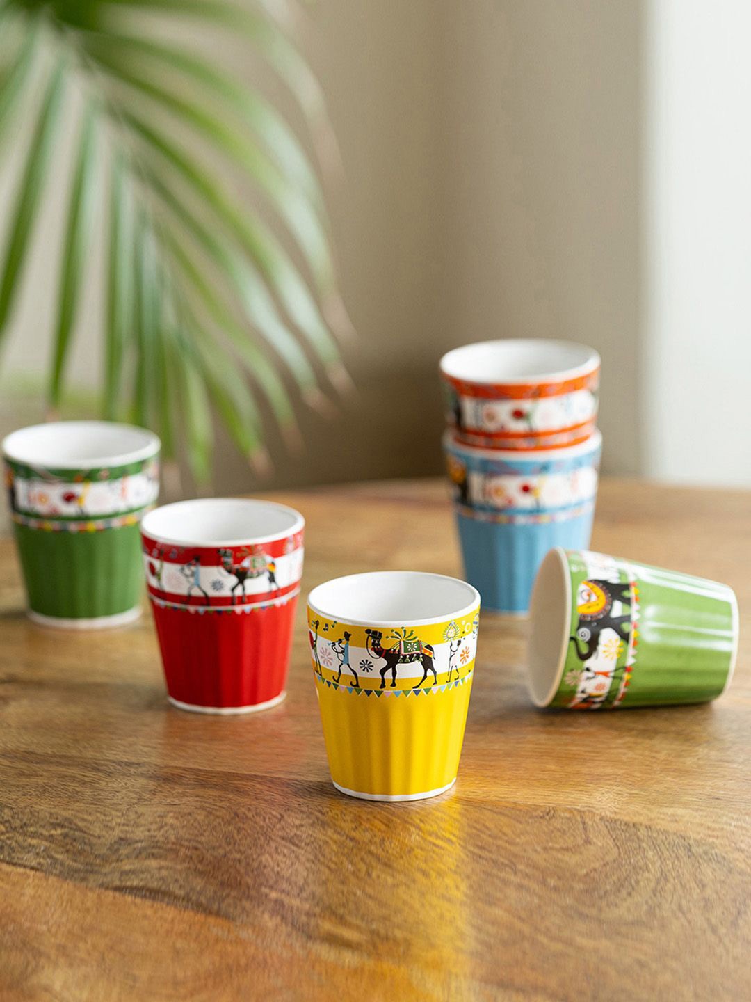 

ExclusiveLane White & Red 6 Pieces Printed Ceramic Glossy Cups 120 ml