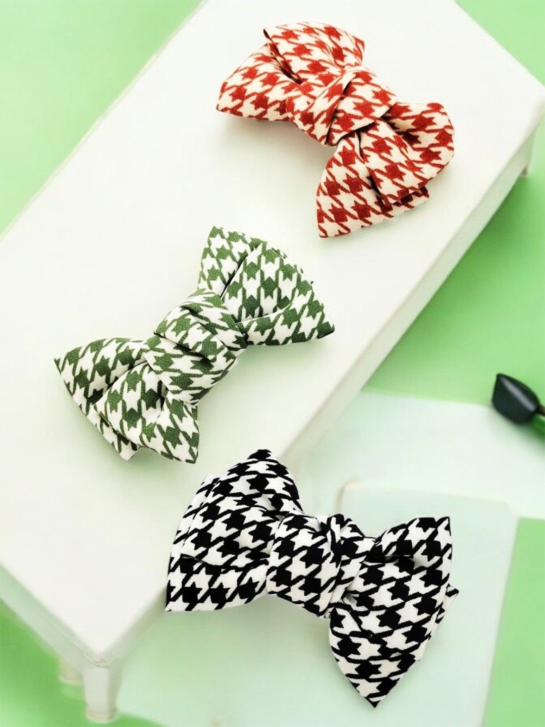 

9blings Girls Set of 3 Bow Alligator Hair Clips, Green