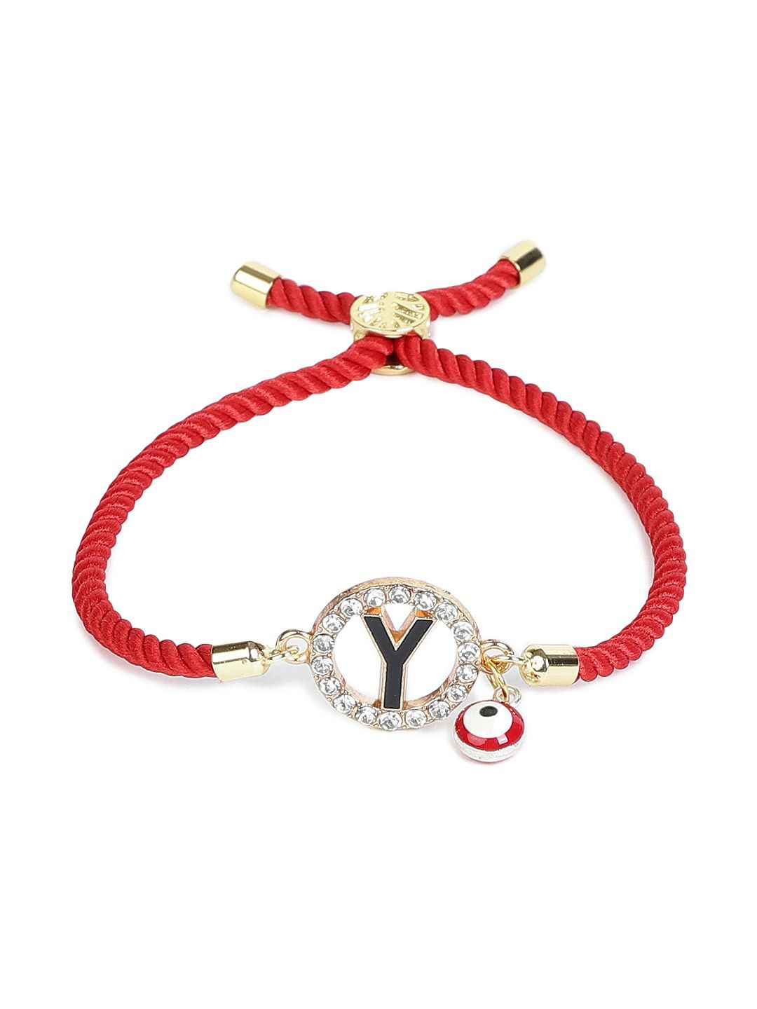 

EL REGALO Evil Eye Charm Artificial Stones Studded Bracelet, Red