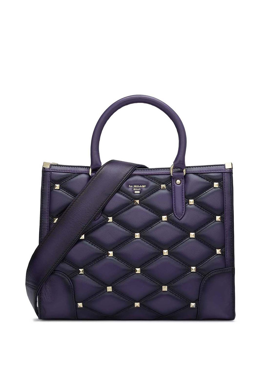 

Da Milano Women Textured Leather Handheld Bag, Purple