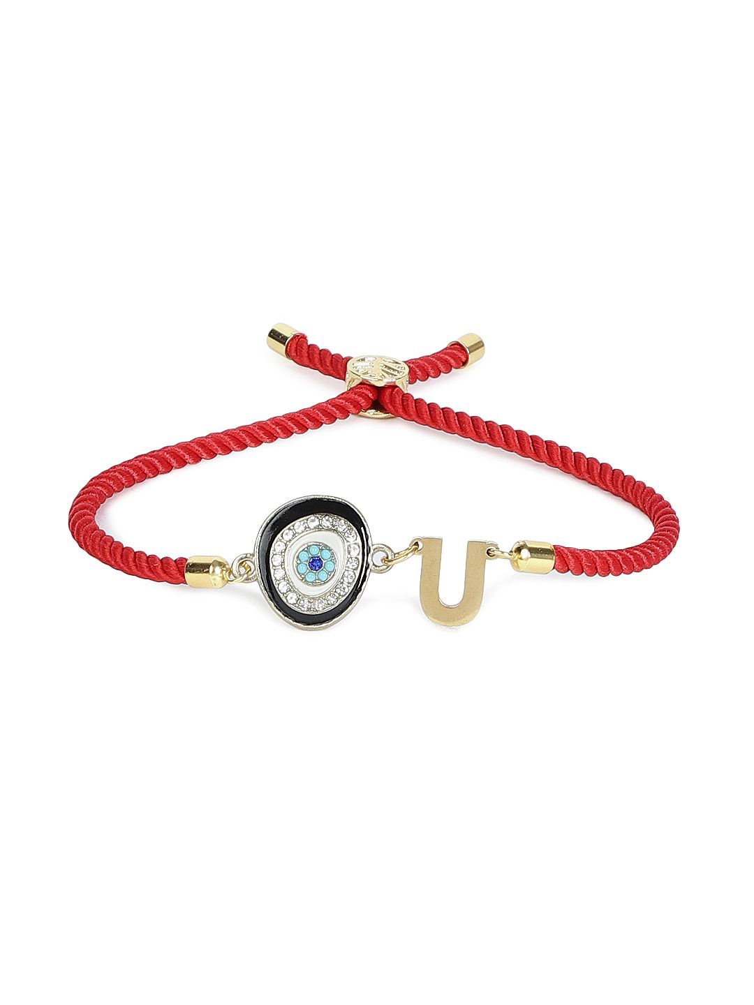 

EL REGALO Unisex Artificial Stones Charm Bracelet, Red