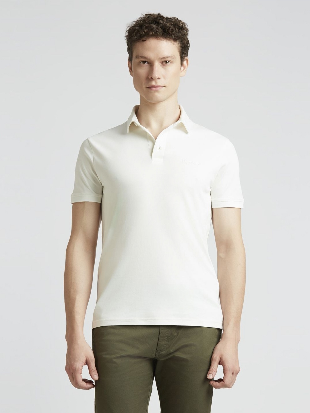 

Pepe Jeans Men Solid Polo Collar Pure Cotton T-shirt, White