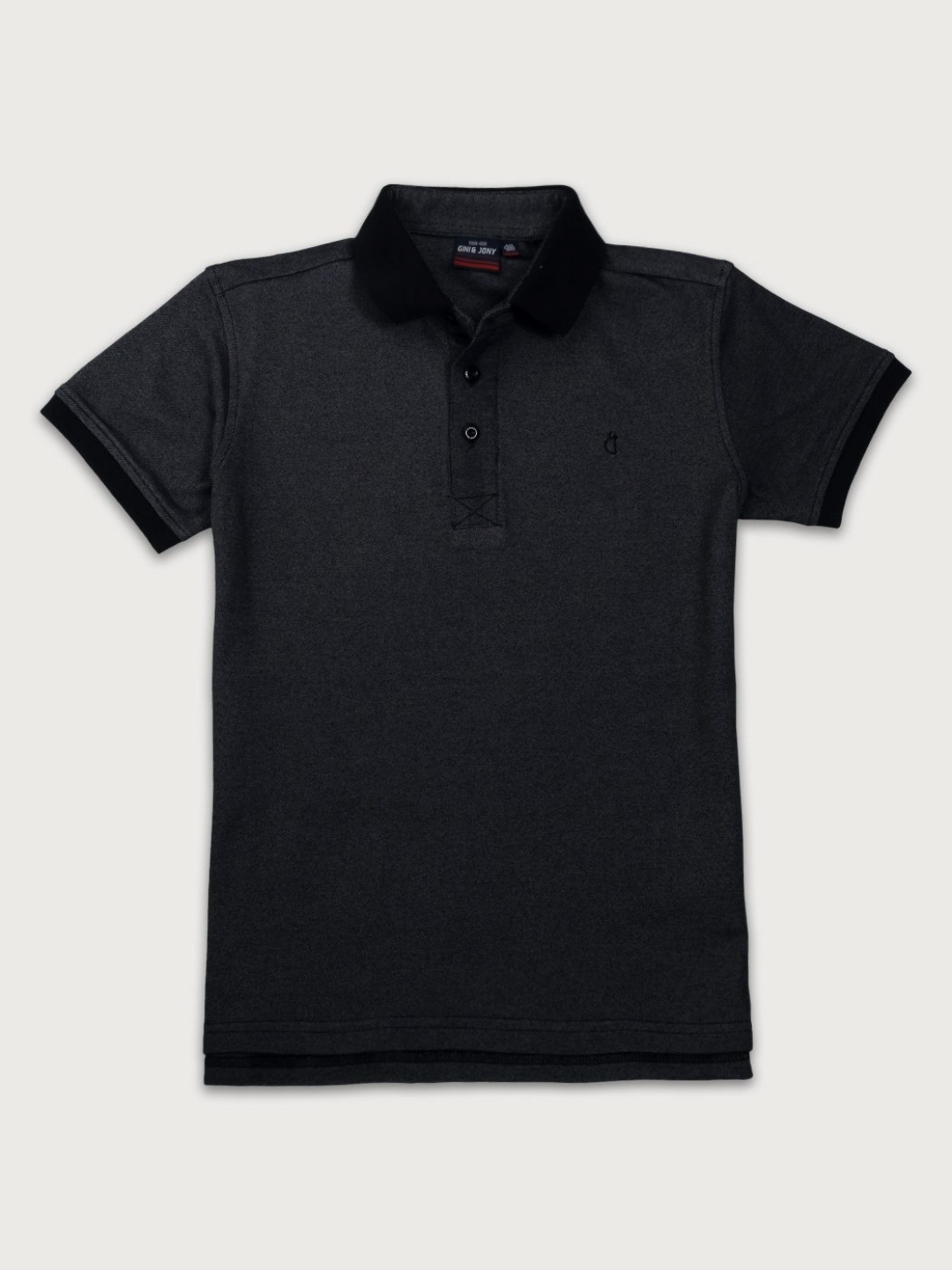 

Gini and Jony Boys Solid Polo Collar Cotton T-shirt, Black