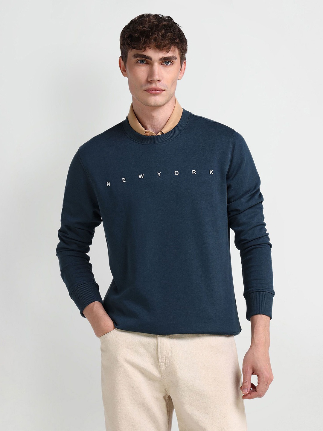 

Arrow Sport Men Printed Round Neck Pure Cotton Sweatshirt, Blue