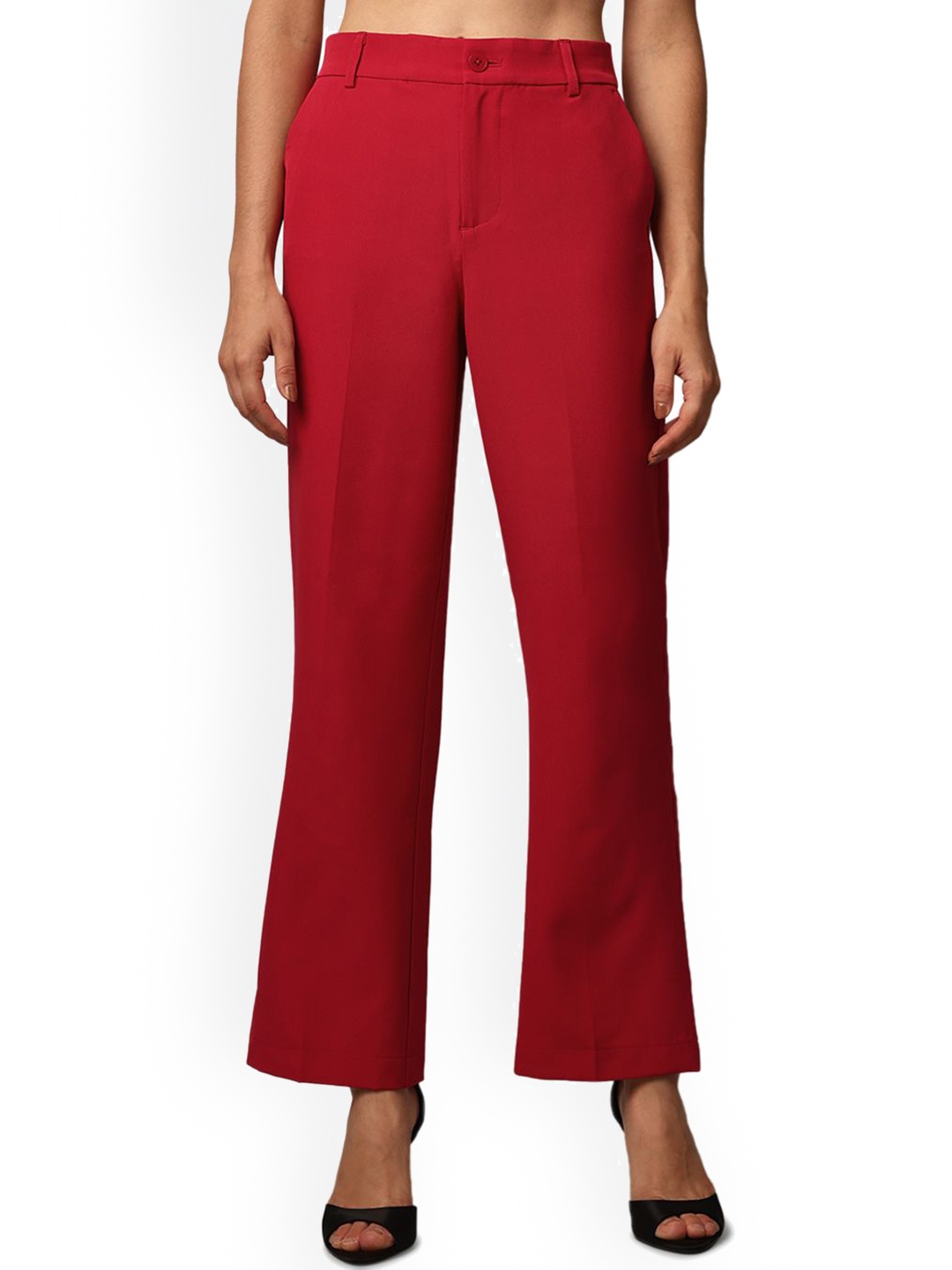 

ONLY Women High-Rise Pleated Trousers, Red