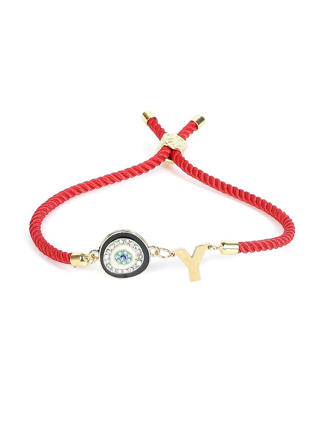 

EL REGALO Unisex Stones Studded Charm Bracelet, Red