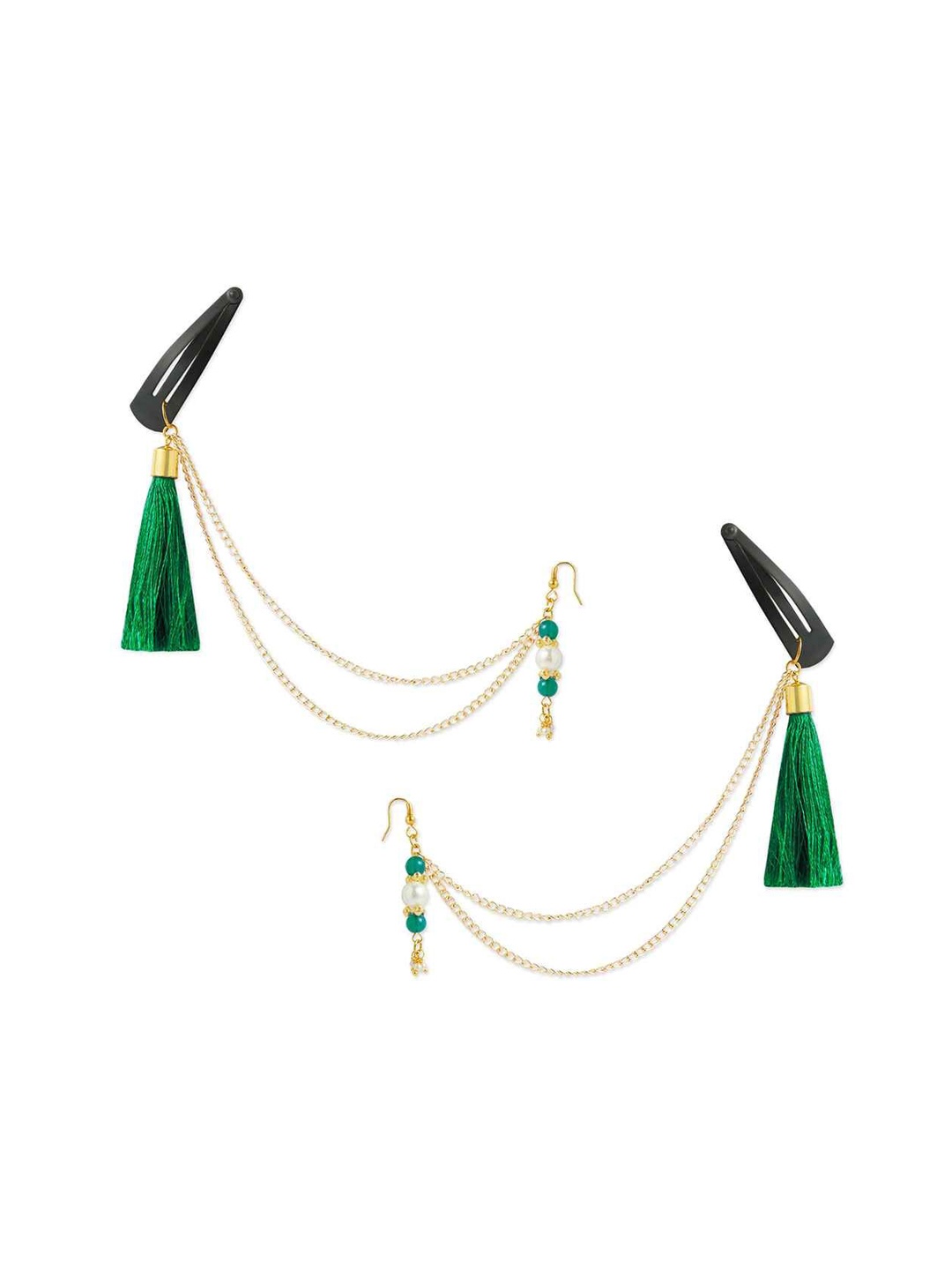 

RIBBON CANDY Classic Artificial Beaded Ear Cuff Earrings, Green