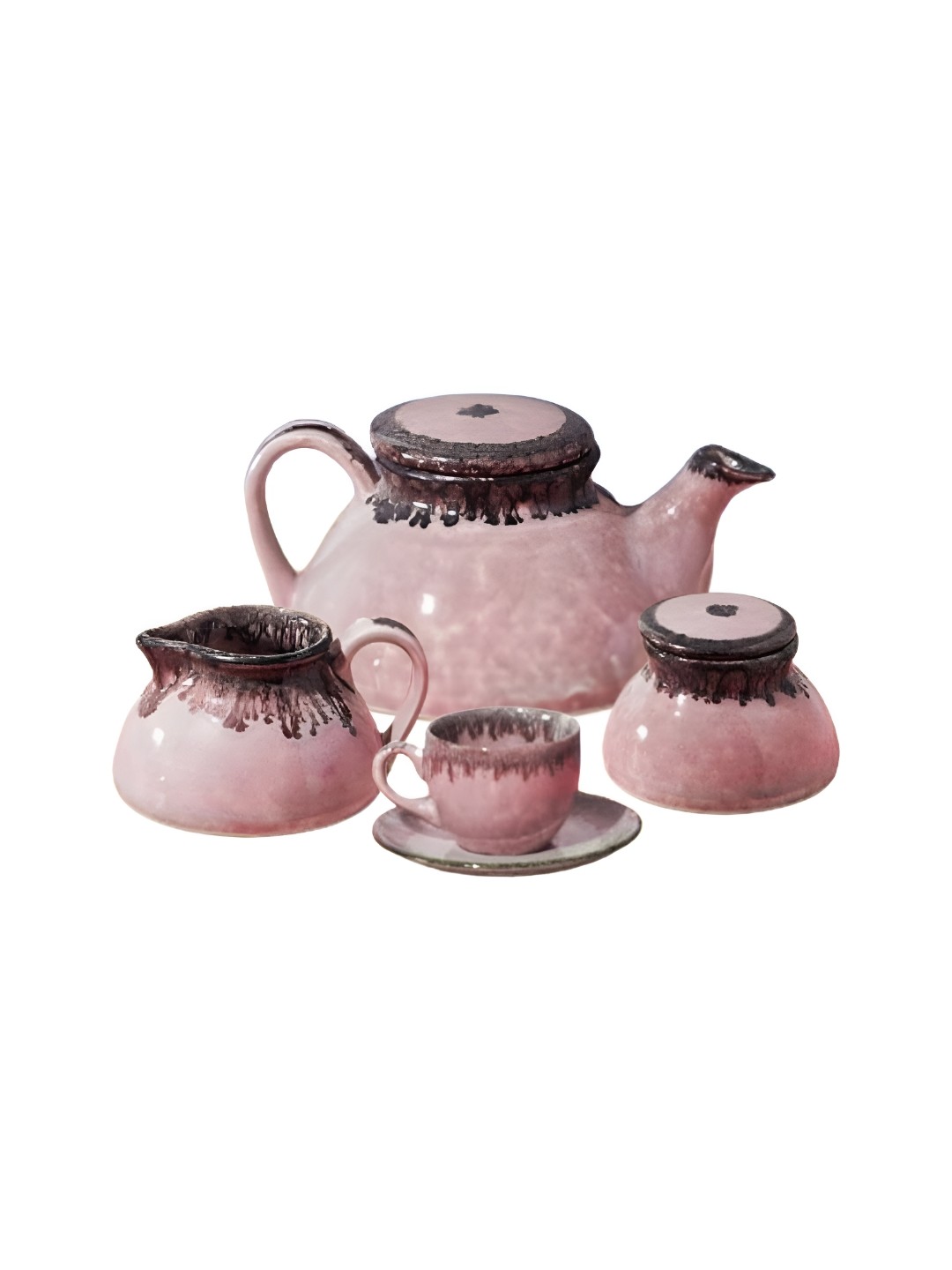 

AMALAFIEE CERAMICS Pink & Brown 11 Piece Printed Glossy Ceramic Set