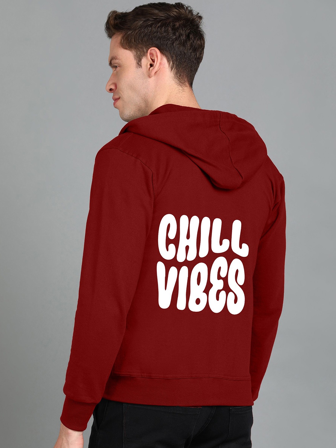 

FALTU.CO Men Printed Hooded Sweatshirt, Maroon