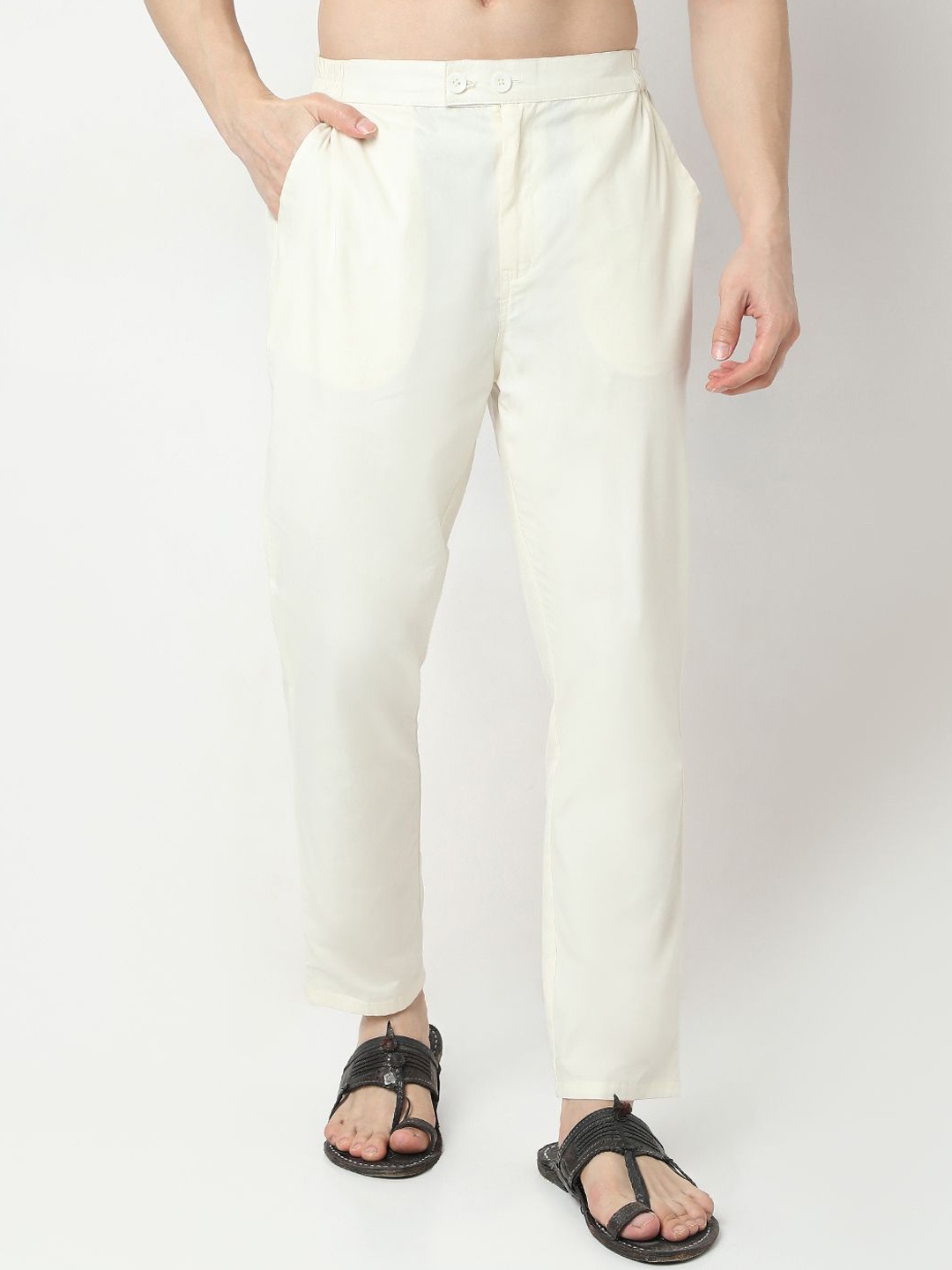 

Ethnicity Women Smart Slim Fit Formal Trousers, White
