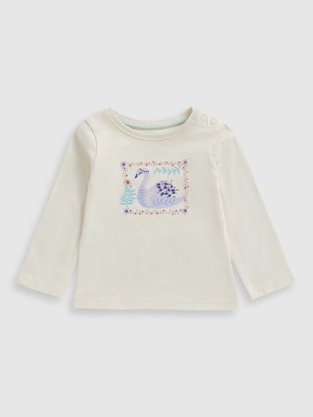 

mothercare Girls Graphic Printed Round Neck Cotton T-shirt, Cream