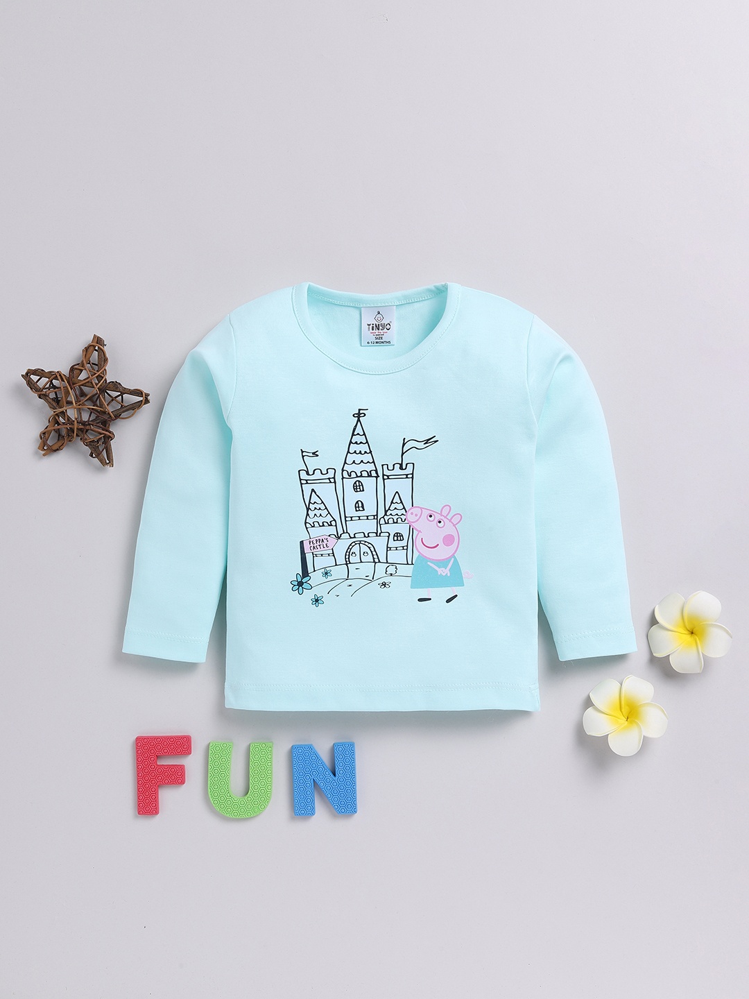 

YK X Tinyo Infant Girls Pack of 2 Printed Pure Cotton T-shirts, Blue