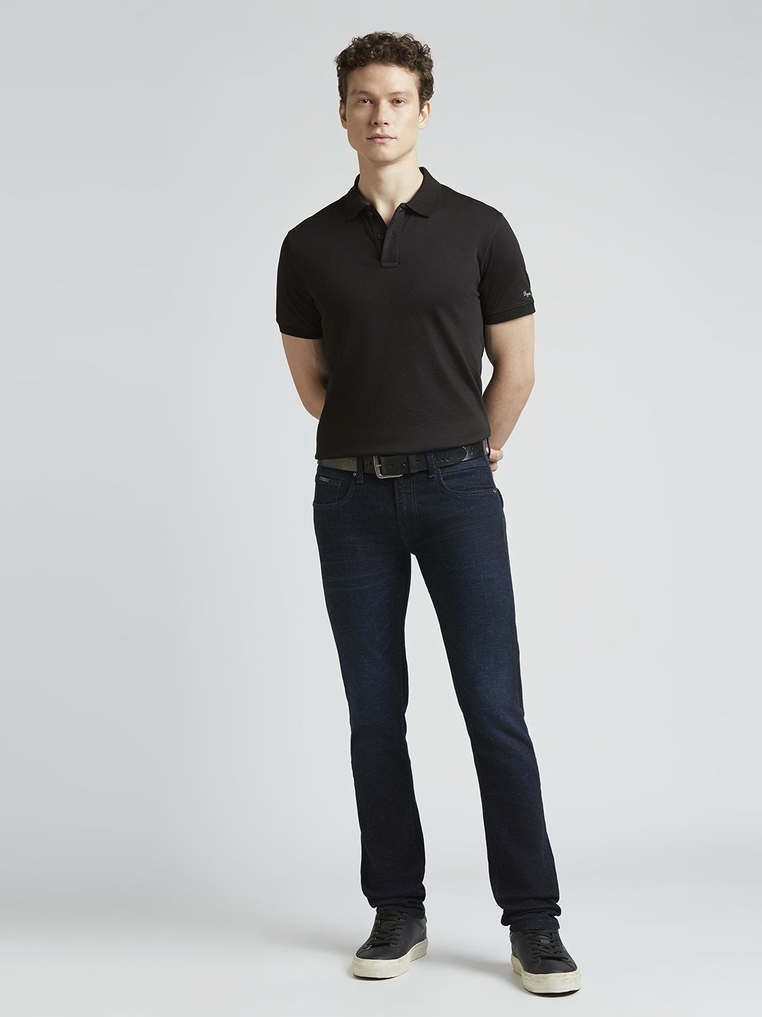 

Pepe Jeans Men Solid Polo Collar Cotton T-shirt, Black