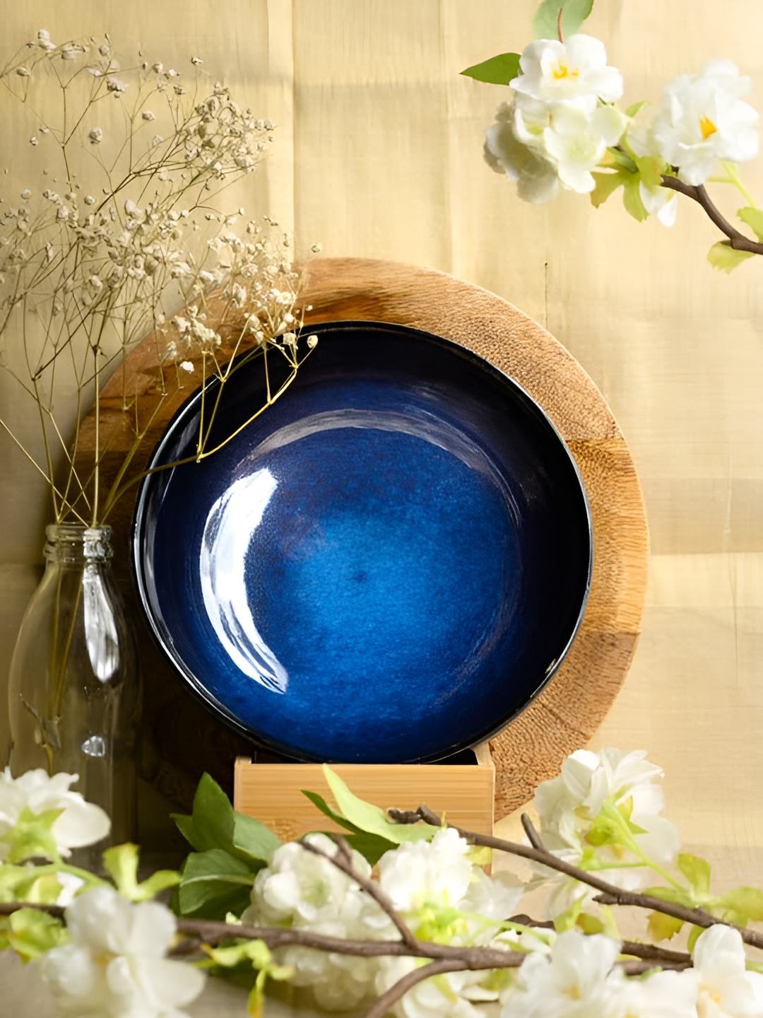 

AMALAFIEE CERAMICS Blue Ceramic Microwave Safe Serving Bowl