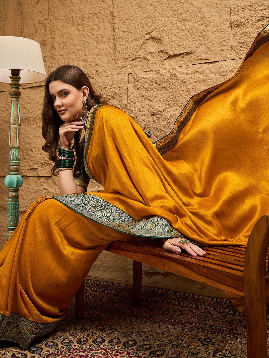 

Sangria Wooven Design Saree, Yellow