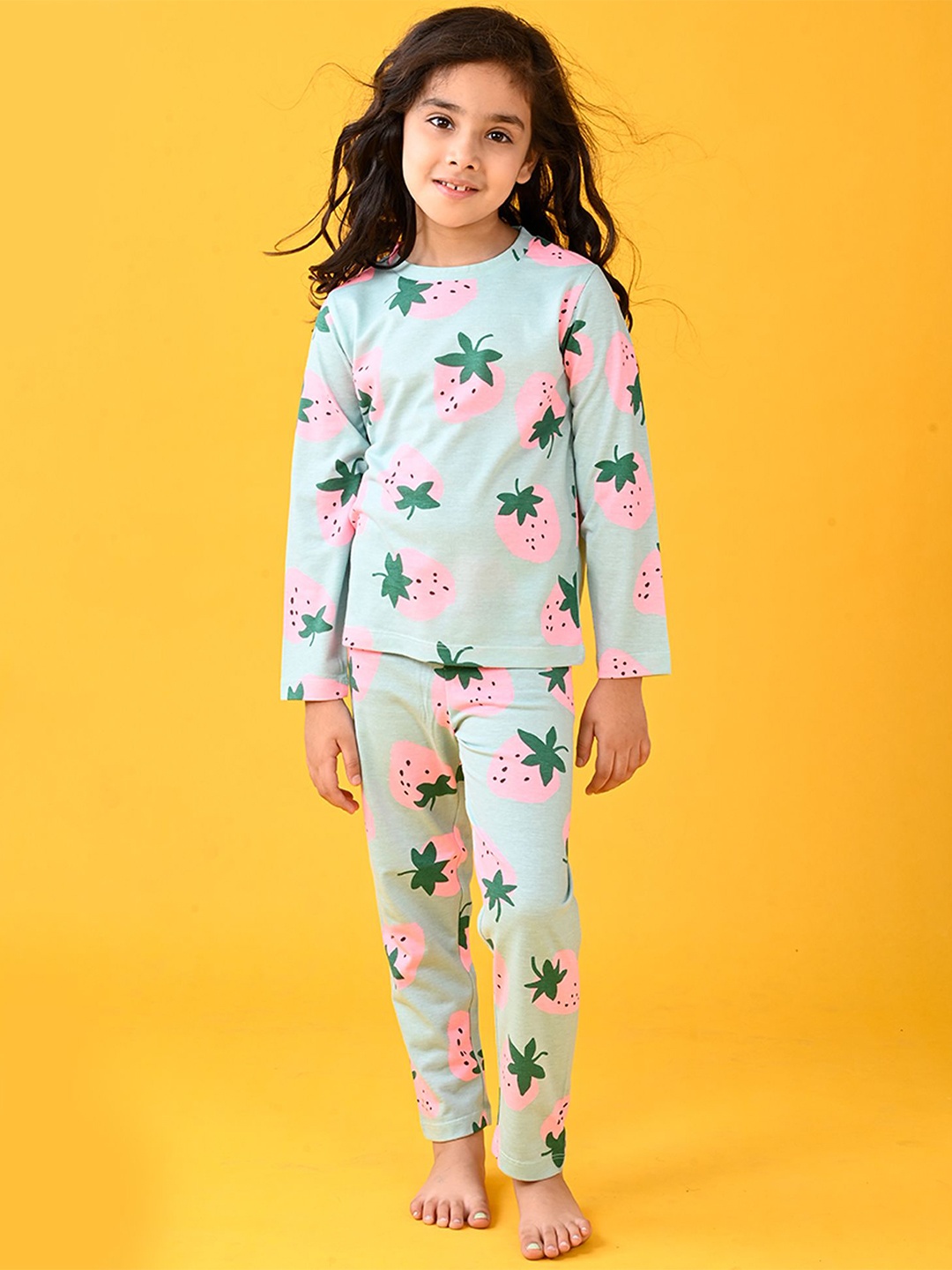 

Anthrilo Girls Printed Night suit, Sea green