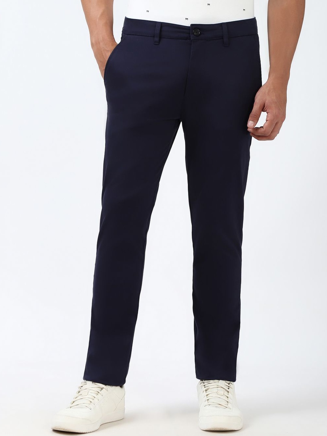 

Peter England Casuals Men Super Slim Fit Trousers, Navy blue