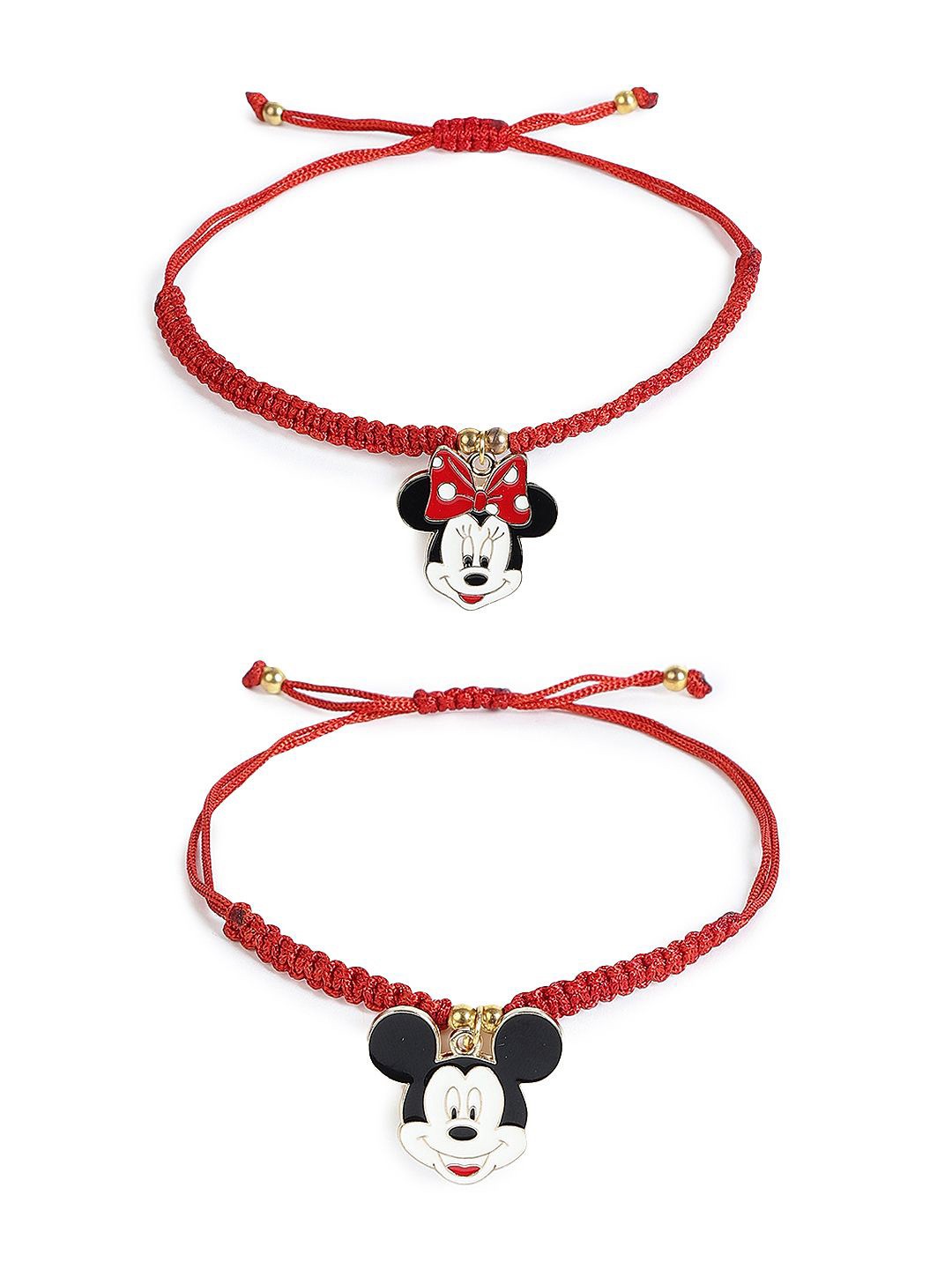 

EL REGALO Kids Set Of 2 Mickey Mouse Wraparound Bracelet, Red