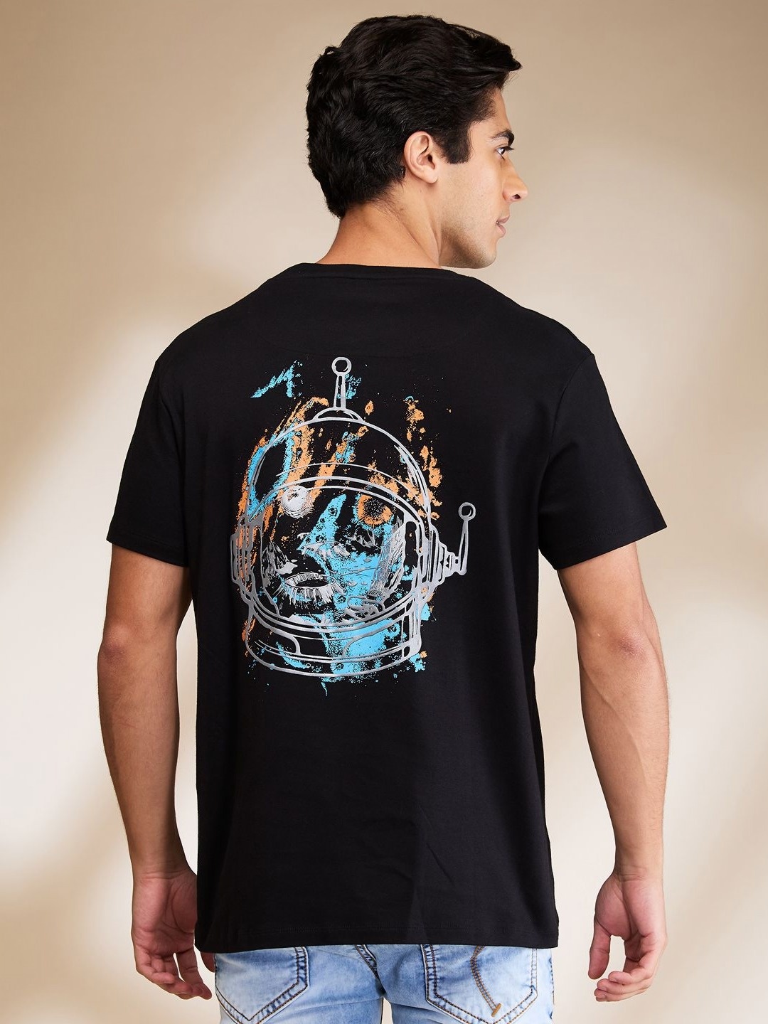 

Being Human Men Graphic Printed Round Neck Cotton T-shirt, Black