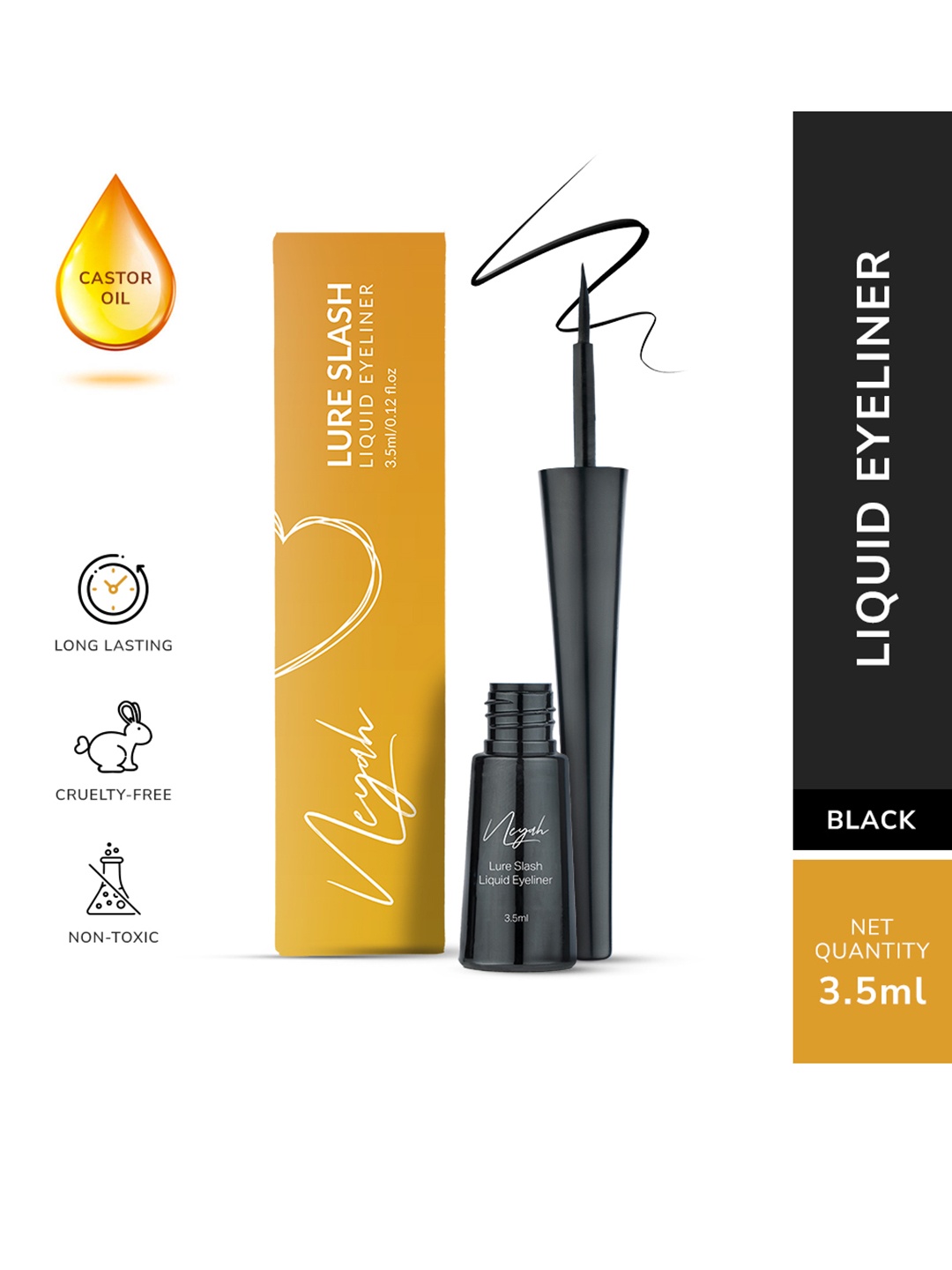 

Neyah Lure Slash Liquid Eyeliner With Castor Oil - 3.5 ml - Black