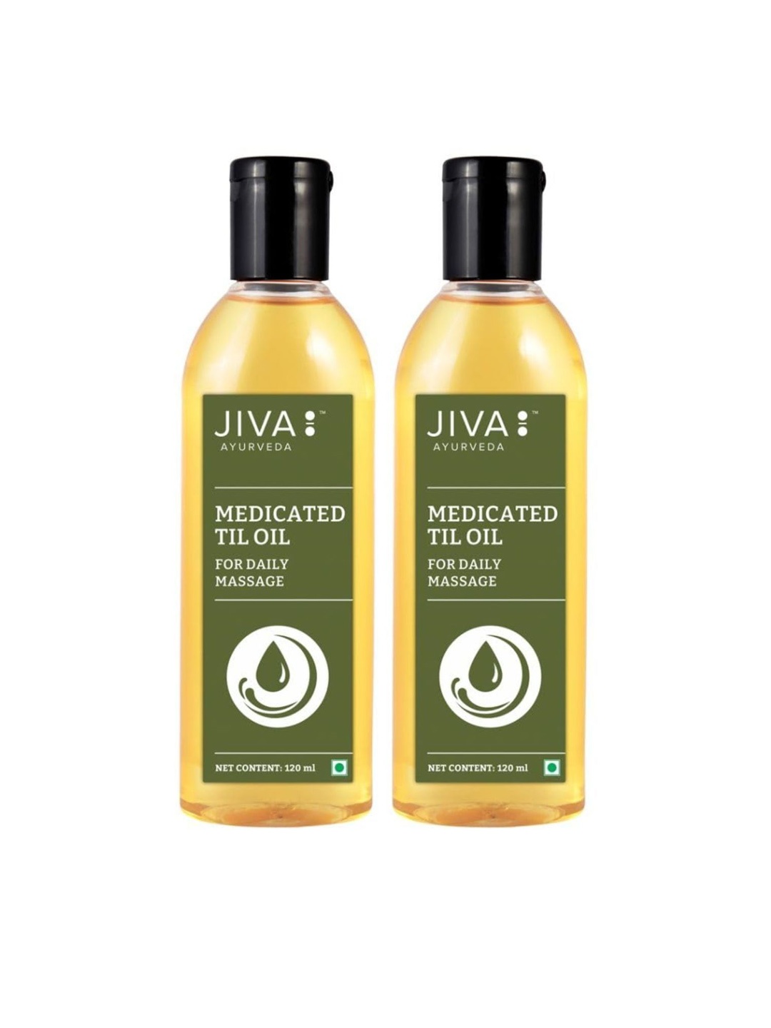 

Jiva Set Of 2 Medicated Til Oil for Daily Massage - 120ml Each, Green