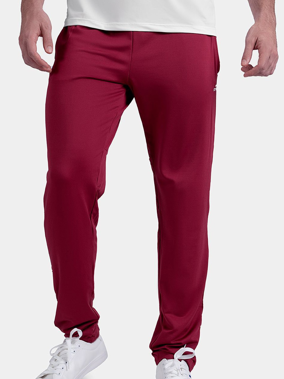 

STRCH Men Printed Mid-Rise Track Pants, Maroon