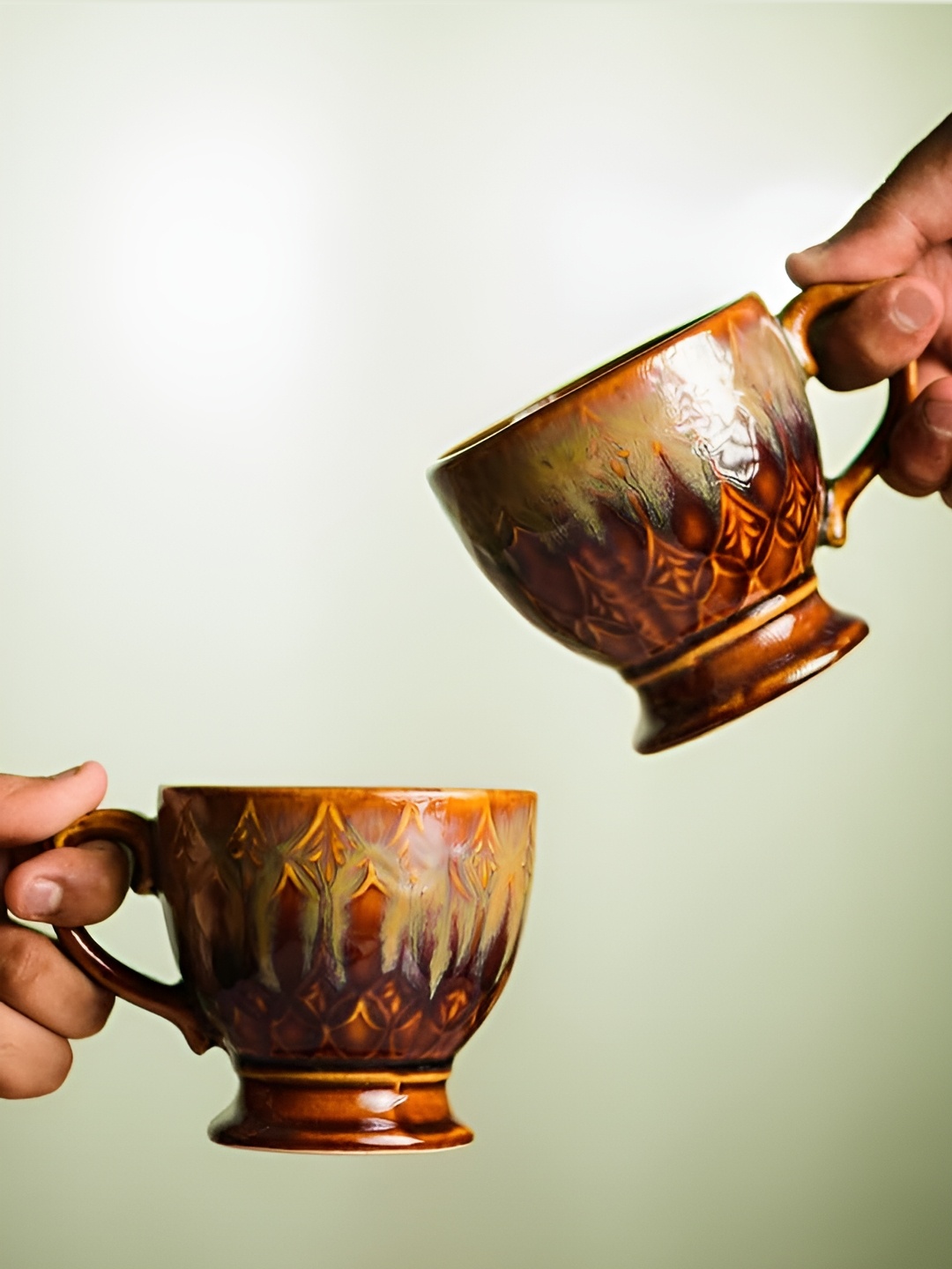 

AMALAFIEE CERAMICS Brown 2 Pieces Printed Ceramic Mugs