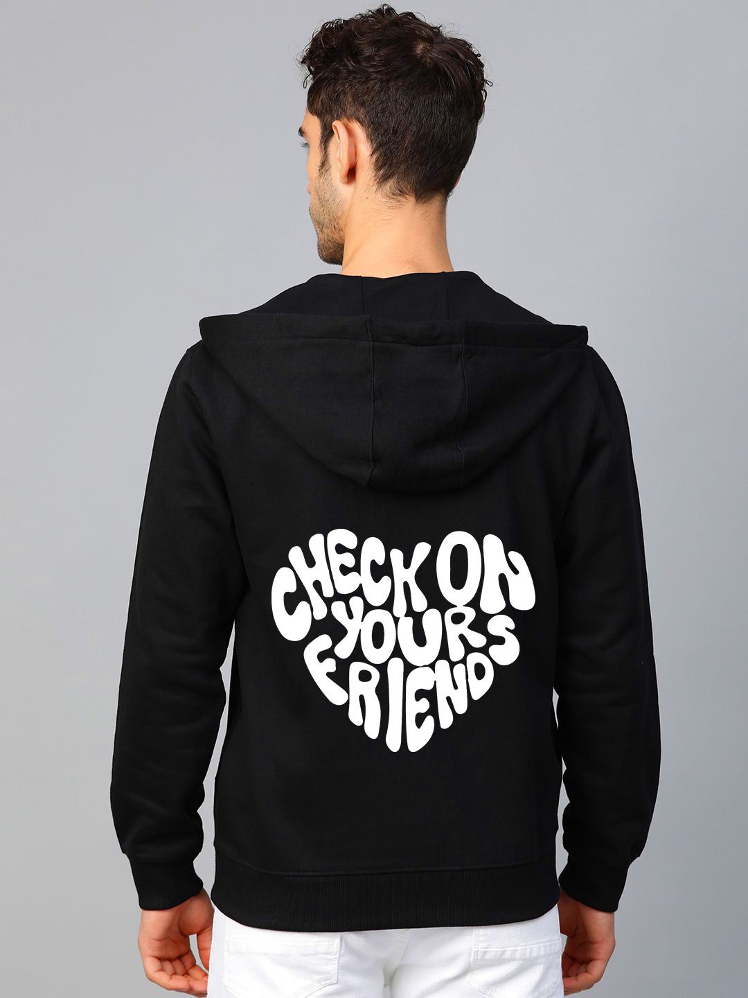 

FALTU.CO Men Graphic Printed Hooded Pure Cotton Sweatshirt, Black