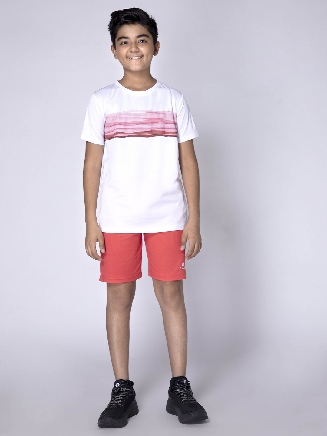 

UMILDO Boys Printed Round Neck T-shirt with Shorts, White