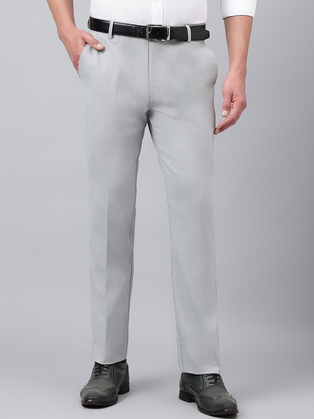 

Richlook Men Mid-Rise Formal Trousers, Grey
