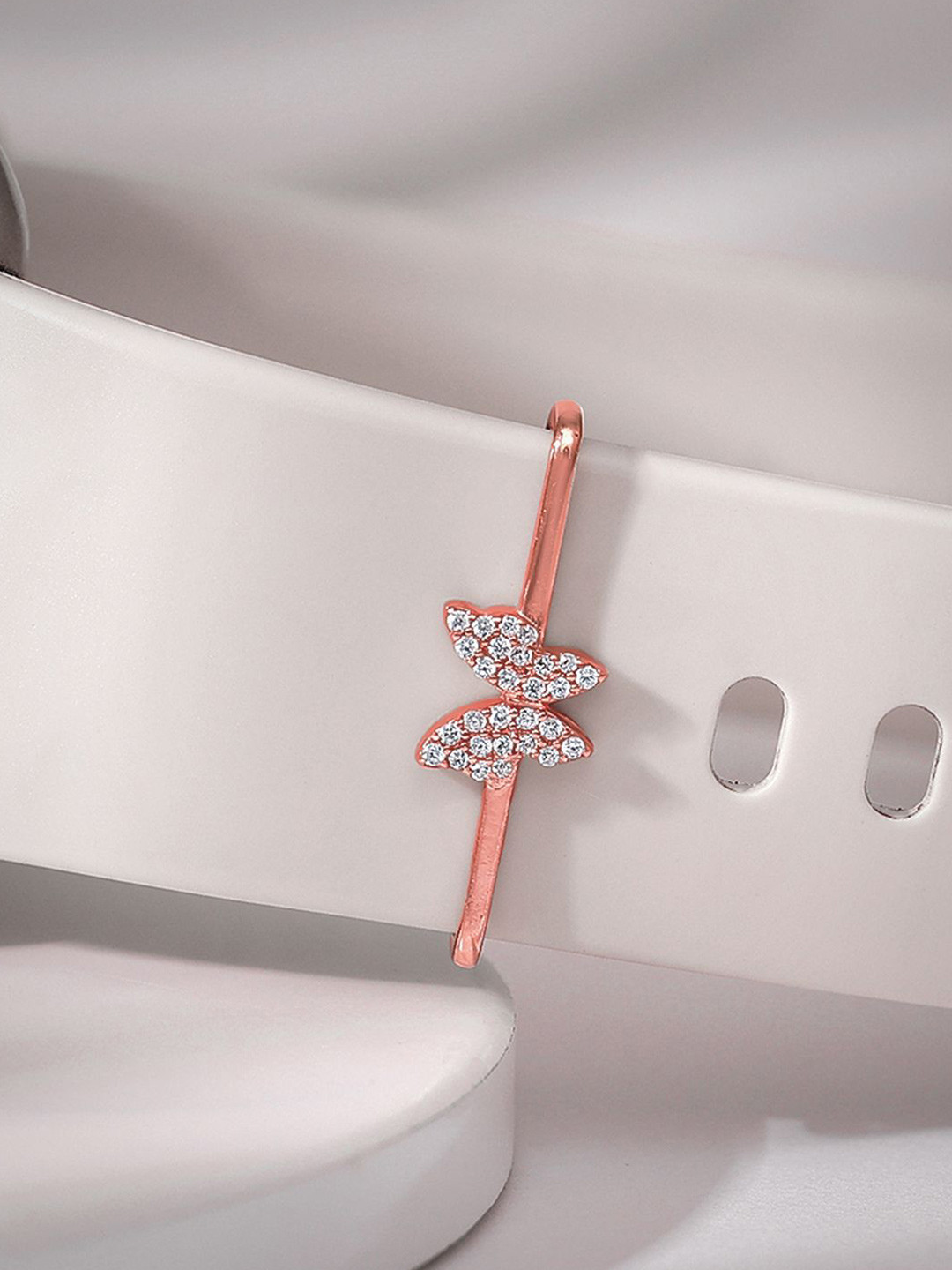

GIVA 925 Sterling Silver Rose Gold-Plated Stone Studded Adjustable Butterfly Watch Charms