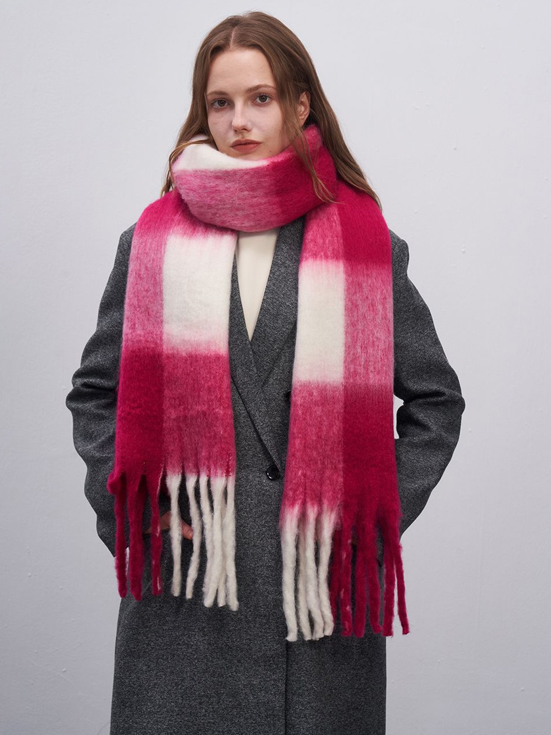

JC Collection Women Checked Scarf, Rose