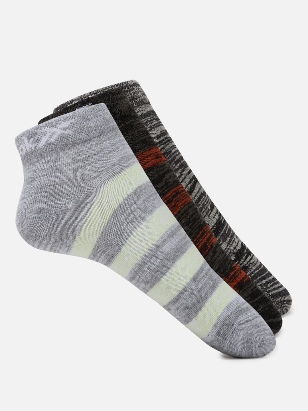 

Reebok Pack Of 3 Men Printed Awning Lowcut Socks, Grey