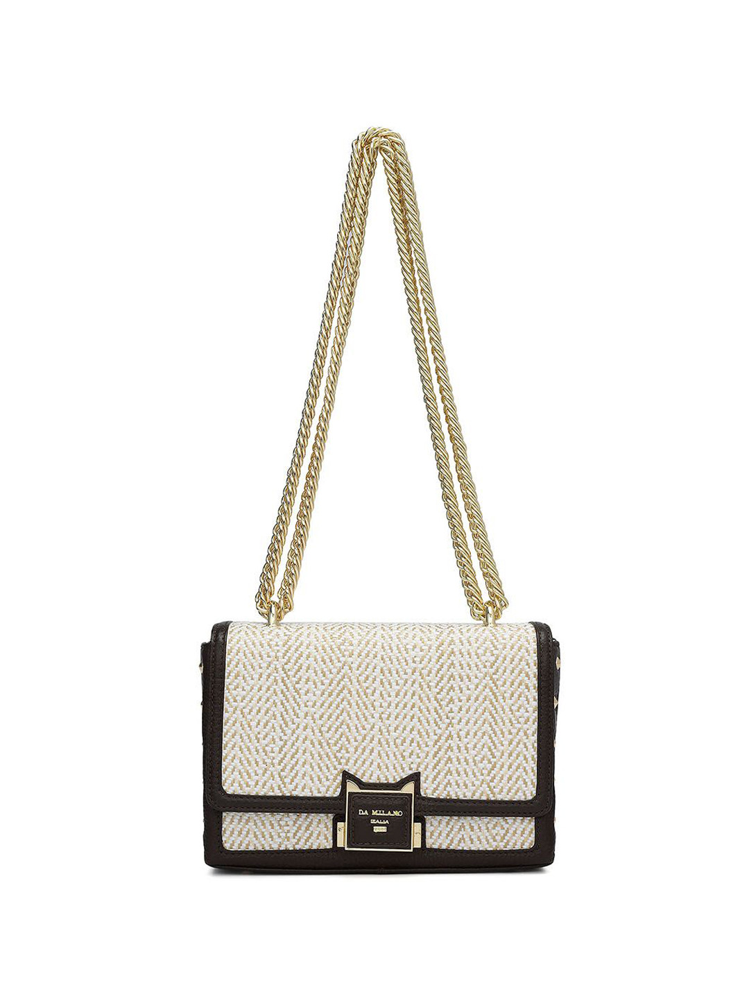 

Da Milano Women Textured Leather Structured Shoulder Bag, Brown