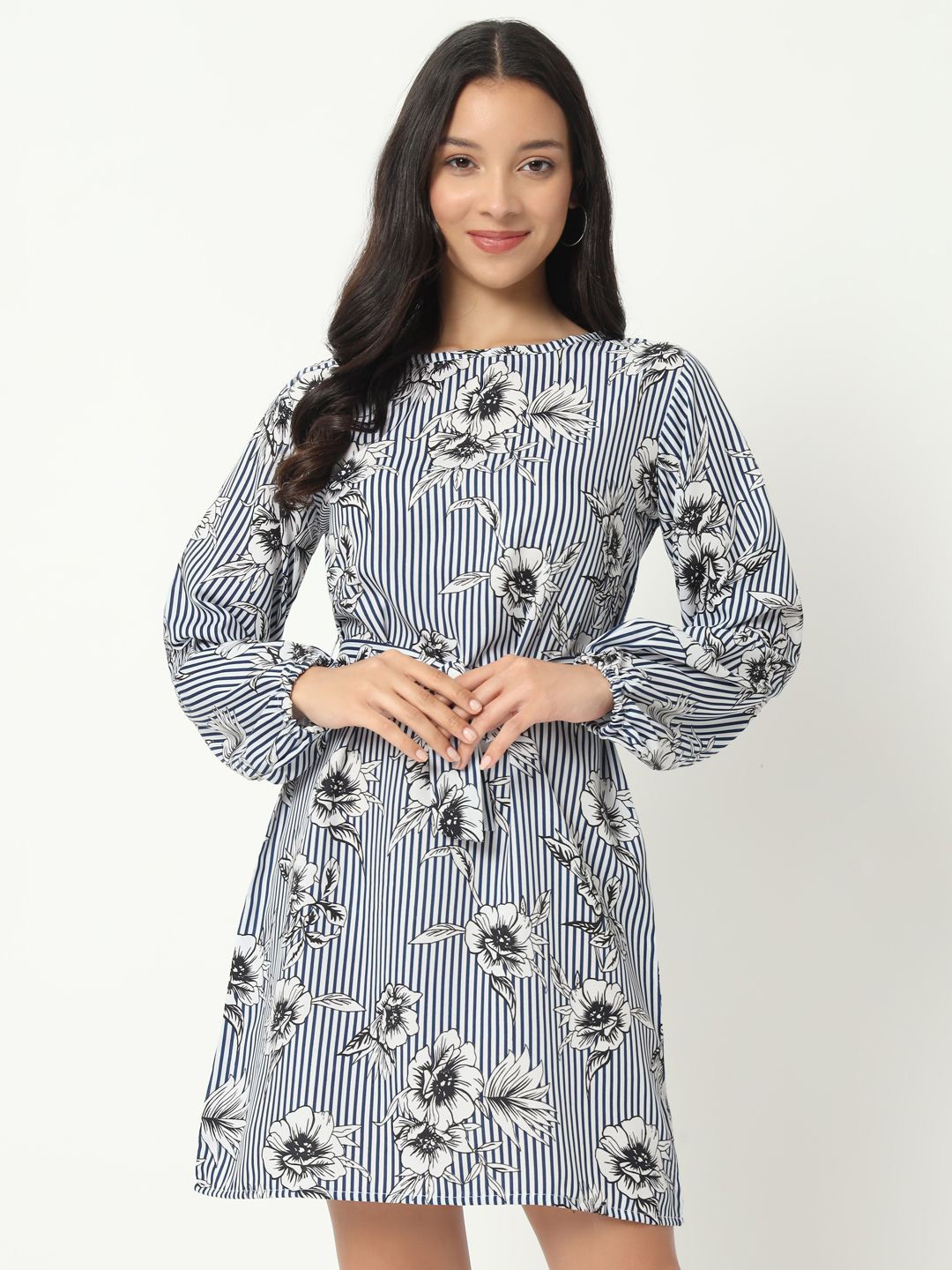 

Womenster Floral Printed Sheath Dress, Off white