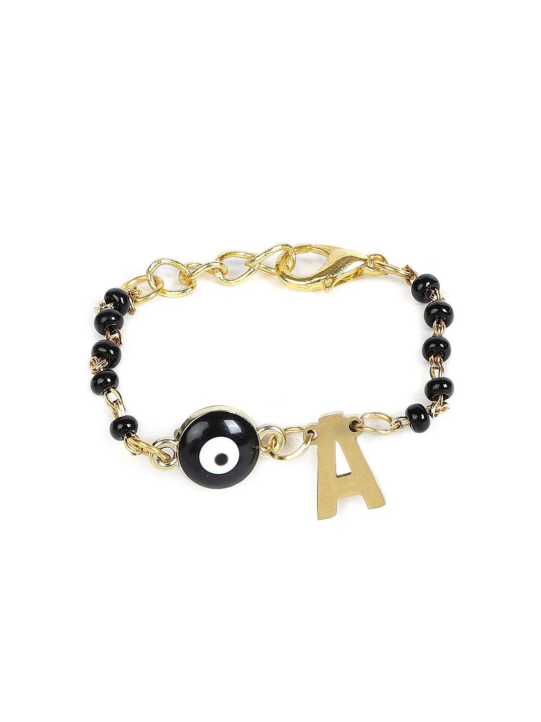 

EL REGALO Kids A Letter Beaded Charm Bracelet, Black