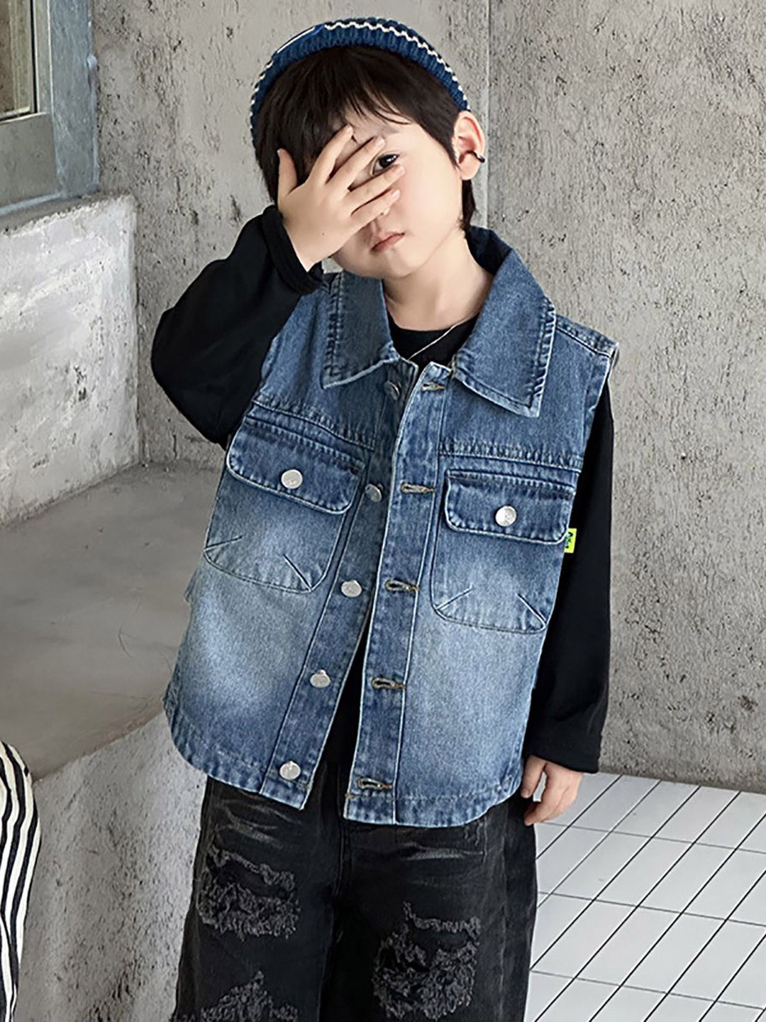 

StyleCast x Revolte Boys Graphic Printed Open Front Jacket, Blue
