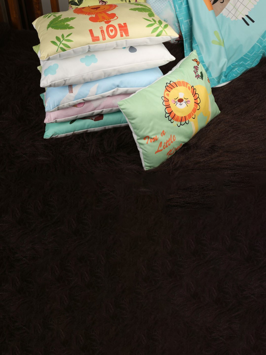 

NEW COMERS Infants Soft Animal & Cartoon Printed Cotton Baby Pillow, Off white