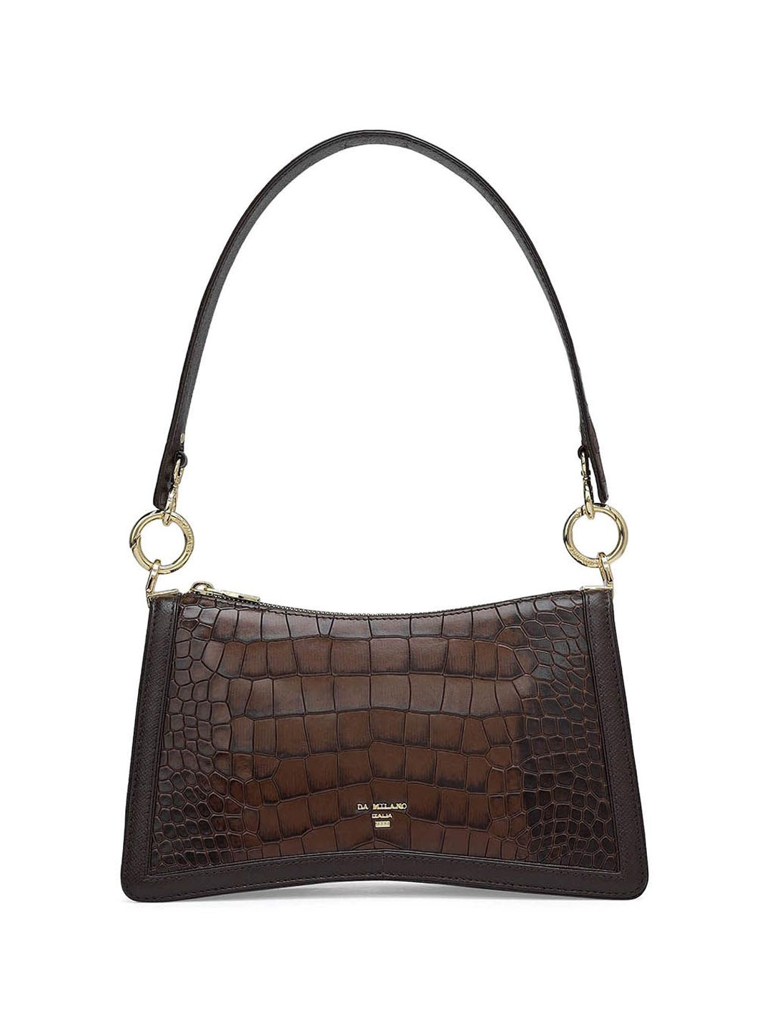 

Da Milano Women Textured Leather Shoulder Bag with Quilted, Brown