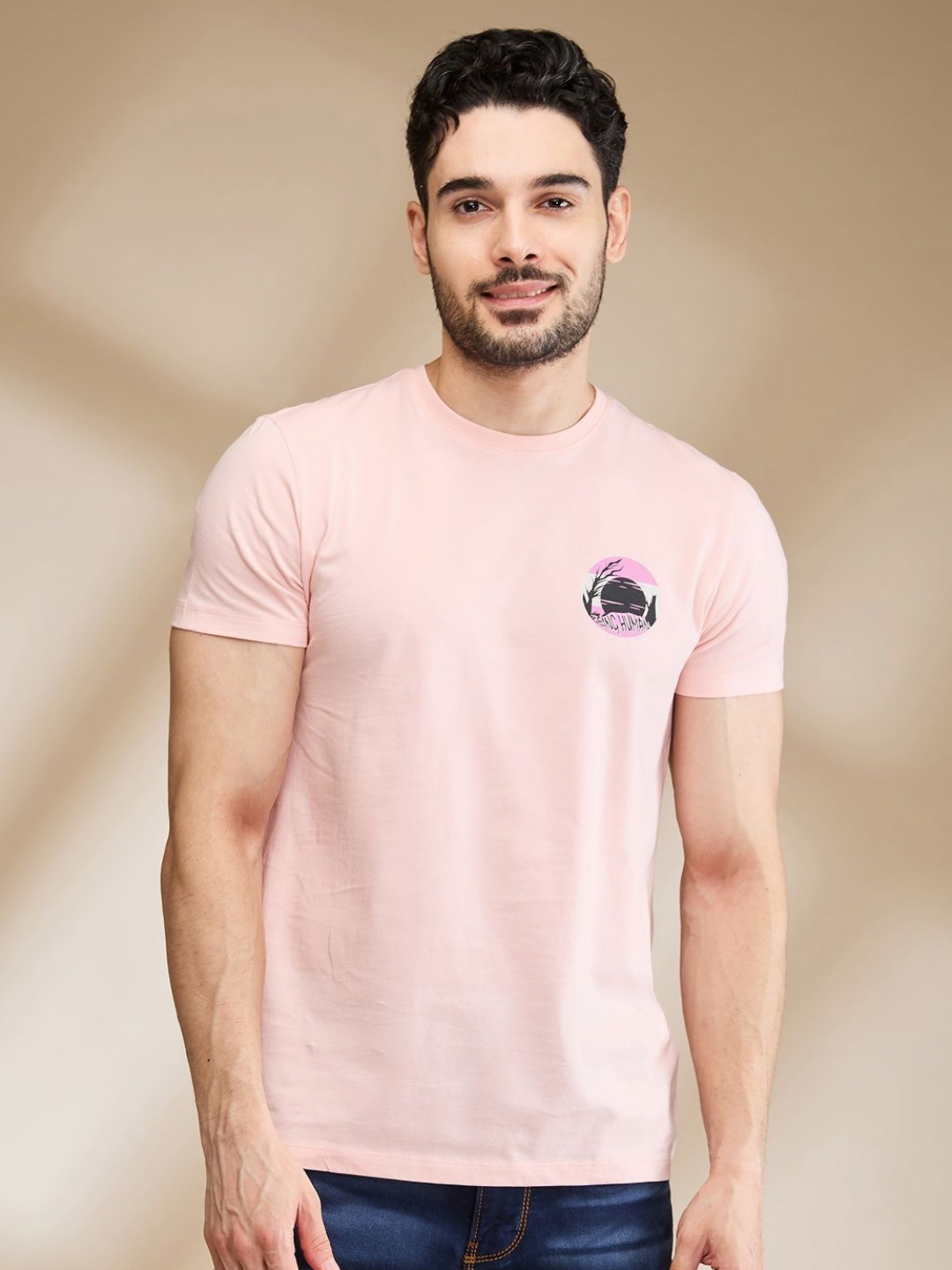 

Being Human Men Graphic Printed Round Neck Cotton T-shirt, Orange