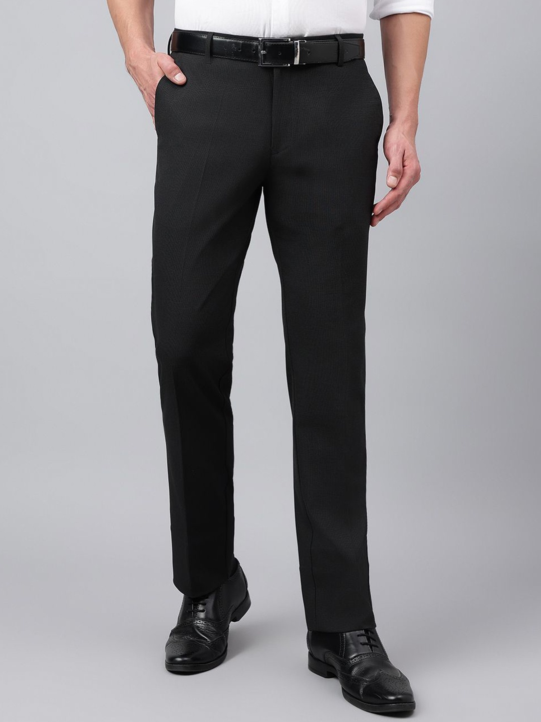 

Richlook Men Smart Pleated Formal Trousers, Black