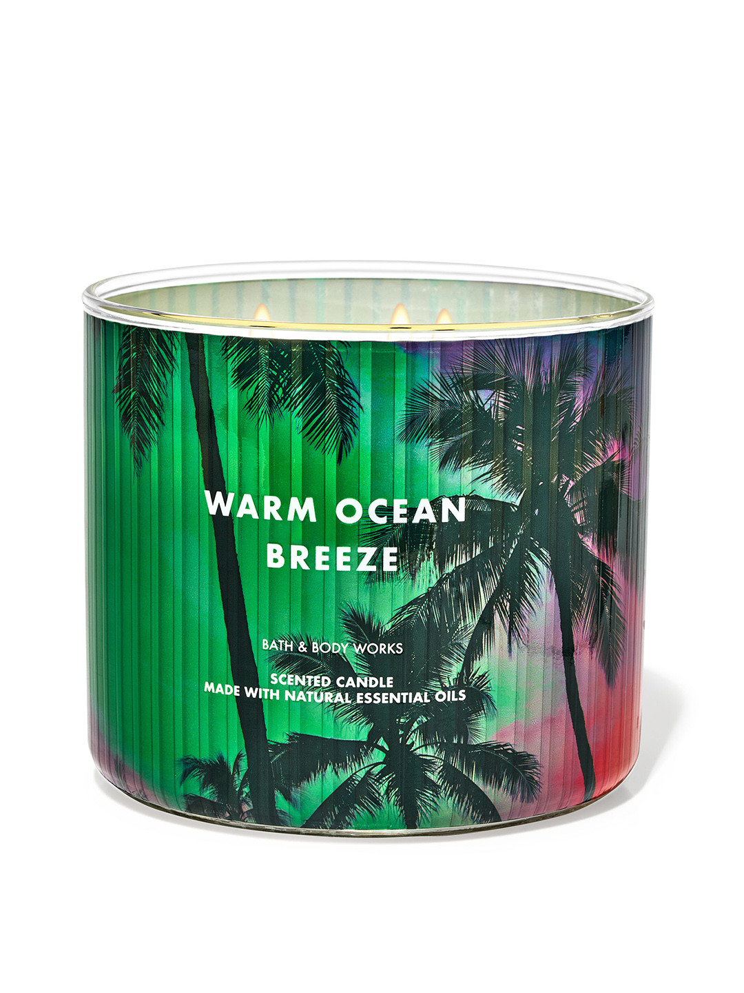 

Bath & Body Works Warm Ocean Breeze 3-Wick Candle with Essential Oils - 411 g, Green