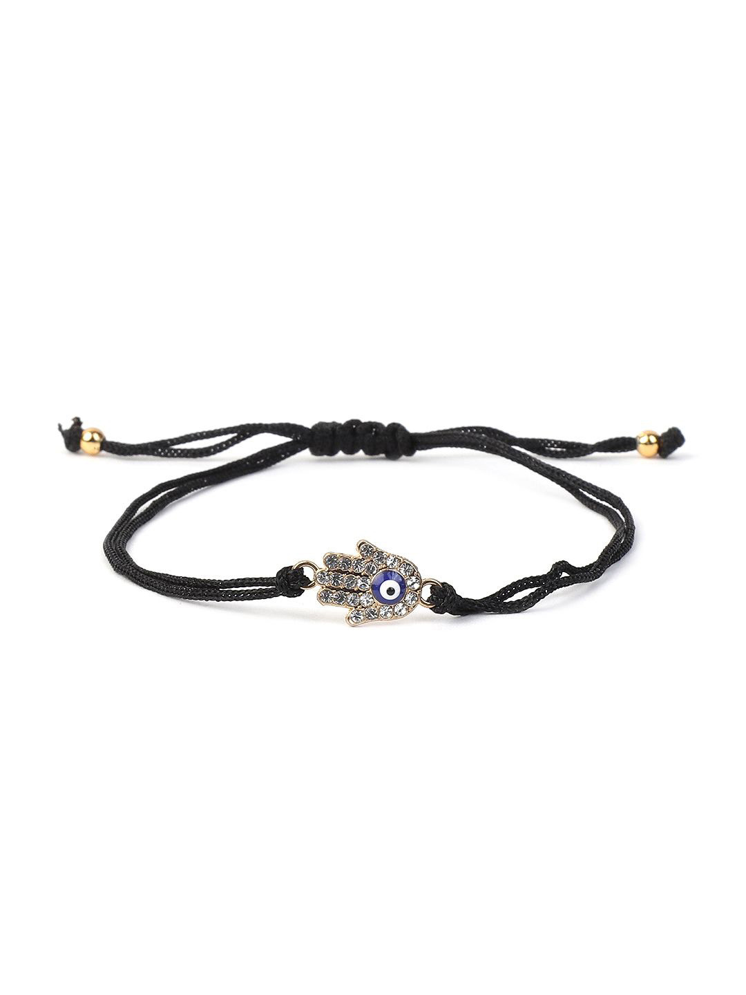 

EL REGALO Unisex Artificial Stones Charm Bracelet, Black