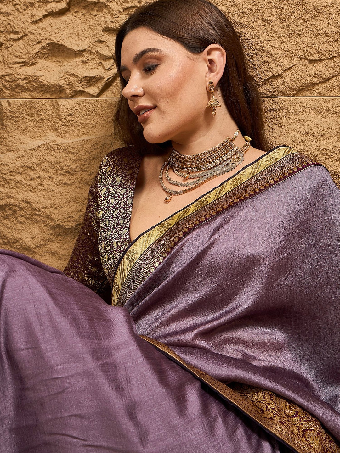 

Sangria Saree With Blouse Piece, Lavender